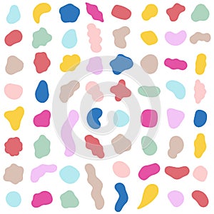 Organic shapes. Color various blotch, abstract irregular random blobs. Pebble stone silhouette, simple liquid amorphous