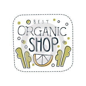 Organic shop logo template design, label for healthy food store, vegan shop, vegetarian cafe, ecology company, natural