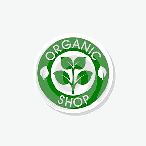 Organic shop sticker icon isolated on white background