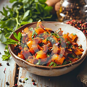 Organic Sizzle Crop in Bowl on Rustic Wooden Table