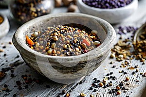 Organic Sizzle Crop in Bowl on Rustic Wooden Table