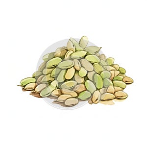 Organic Soybeans Legumes Square Watercolor Illustration.