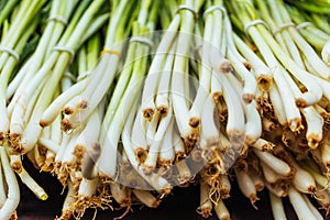 Organic spring onions
