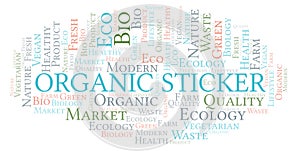 Organic Sticker word cloud.