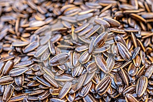 Organic, sweet and nutty sunflower seeds in shell