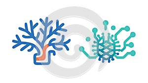 Organic Tech Network, Natural Digital Connection, vector design Generative AI