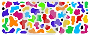 Organic vector liquid shapes. Set of abstract fluid flat colorful irregular blobs. Free form childish blob elements, splodges.