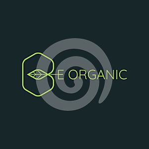 Organic vector logo. Bio food letters vector linear icon. Natural food vector logo.