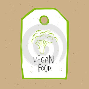 Organic, vegan food tag or sticker.