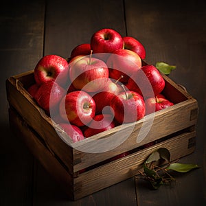 Organic-vegan red apples in the basket