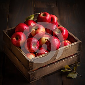 Organic-vegan red apples in the basket