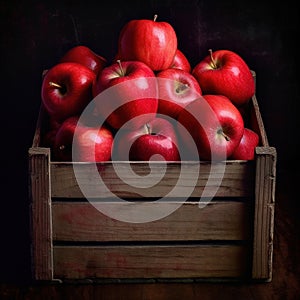 Organic-vegan red apples in the basket