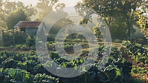Organic vegetables, large plants from farmer\'s plot.Generative AI