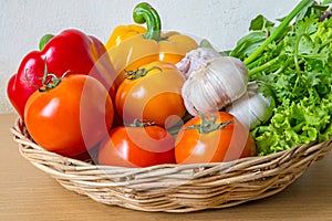 Organic vegetables in the wicker basket