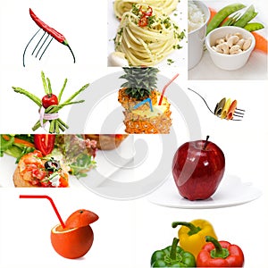 Organic Vegetarian Vegan food collage bright mood