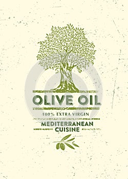 Organic Virgin Olive Oil Vector Illustration. Healthy Nutrition Design Element On Artisanal Eco Background