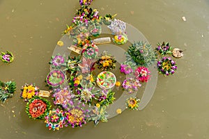 Organic waste in ping river from Loi Krathong festival