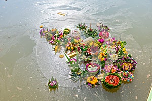 Organic waste in ping river from Loi Krathong festival