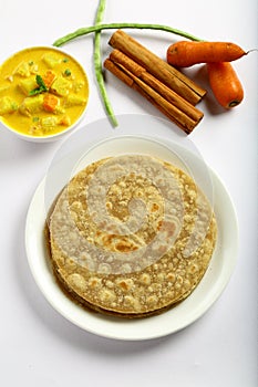 Organic Whole wheat chapathi served with curry