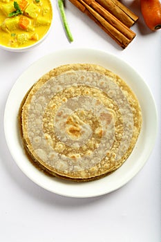 Organic Whole wheat chapathi served with curry