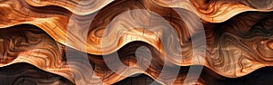 Organic Wood Waves: Abstract Closeup of Detailed Brown Wooden Wall Texture Banner Background Art