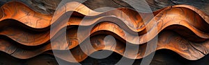 Organic Wood Waves Texture: Closeup of Brown Waving Wall Art for Abstract Background or Banner Design