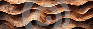 Organic Wood Waves Texture: Closeup of Brown Waving Wall Art for Abstract Background or Banner Design