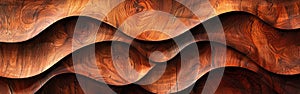 Organic Wood Waves Texture: Closeup of Brown Waving Wall Art for Abstract Background or Banner Design