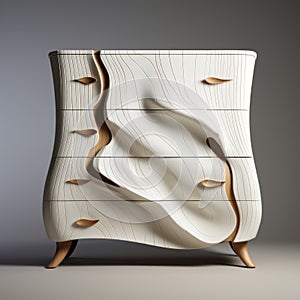 Organic Wooden Chest Of Drawers With Photorealistic Renderings