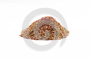 Organic zaatar mIddle eastern spices on white background