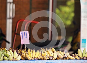 Organics banana fruits on street market