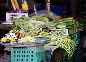 Organics house and jungle fruits and vegetable on street market