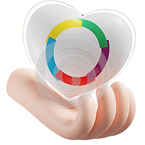 Organisation internationale de la Francophonie flag with heart hand care