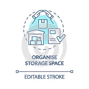 Organise storage space turquoise concept icon