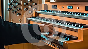 Organist Playing On A Pipe Organ
