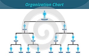 Organization Chart Infographics with People Icon and Abstract Line.