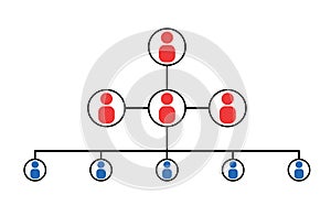 Organization Chart Infographics with People Icon and Abstract Line, Business Structure