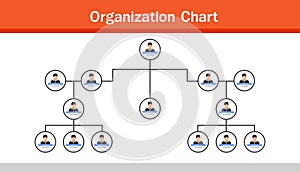 Organization Chart Infographics with People Icon and Abstract Line, Business Structure, Hierarchy of employees,org Vector