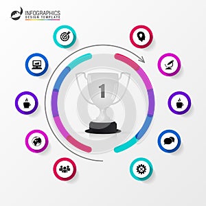 Organization chart with trophy. Infographic design template