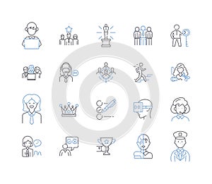 Organization coordination line icons collection. Collaboration, Synergy, Consensus, Teamwork, Alignment, Synchronization