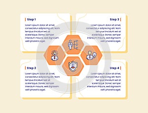 organization infographic diagram four step structure creative shield brainstorming for banner template fyer poster presentation