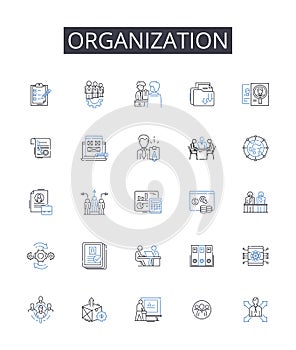 Organization line icons collection. Empathy, Professionalism, Responsiveness, Trusrthiness, Communication, Consistency