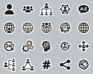 Organization & Structure Icons Black & White Sticker Set Big