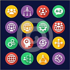 Organization or Structure Icons Flat Design Circle