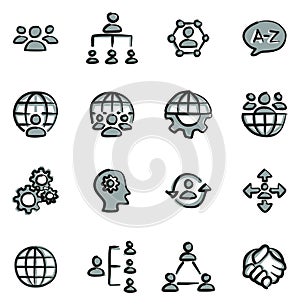 Organization or Structure Icons Freehand 2 Color