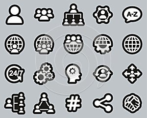 Organization & Structure Icons White On Black Sticker Set Big