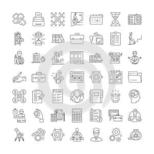 Organization structure linear icons, signs, symbols vector line illustration set