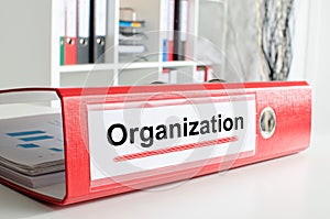 Organization wording on a binder