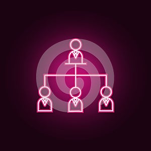 organizational chart neon icon. Elements of Team work set. Simple icon for websites, web design, mobile app, info graphics