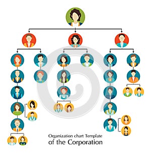 Organizational chart template of the corporation business hierarchy